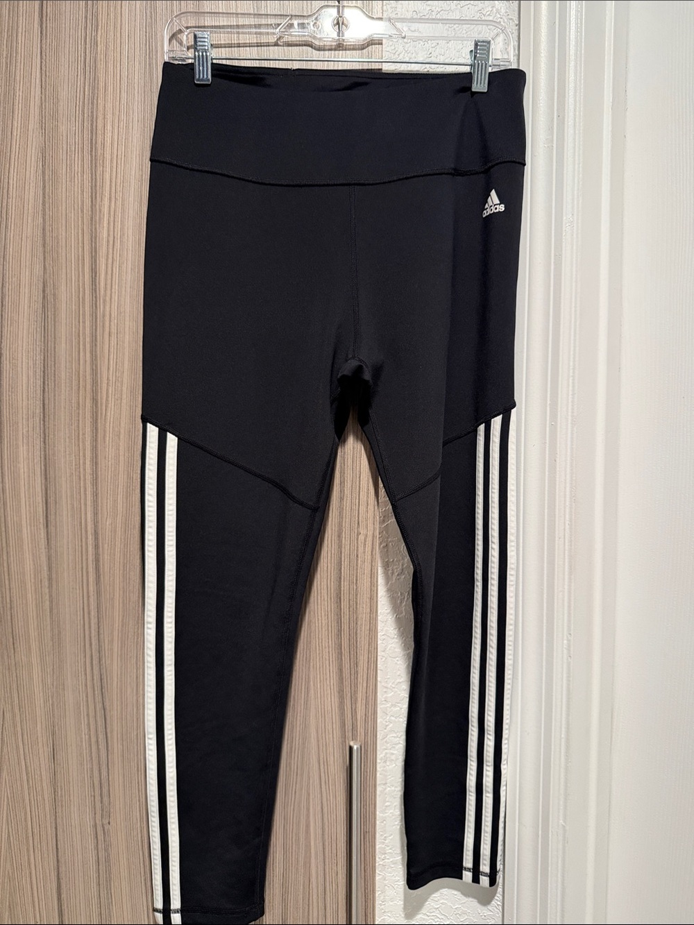 adidas Black Leggings with White Triple Side Stripes